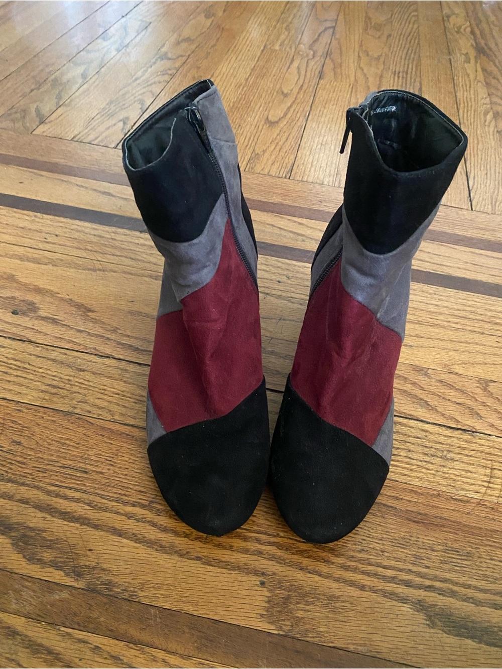 Diba Faux-Suede Color Block Heeled Bootie Size 9